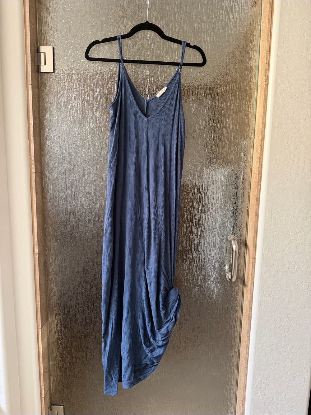 Love stitch Blue Sleeveless V-Neck Maxi Dress